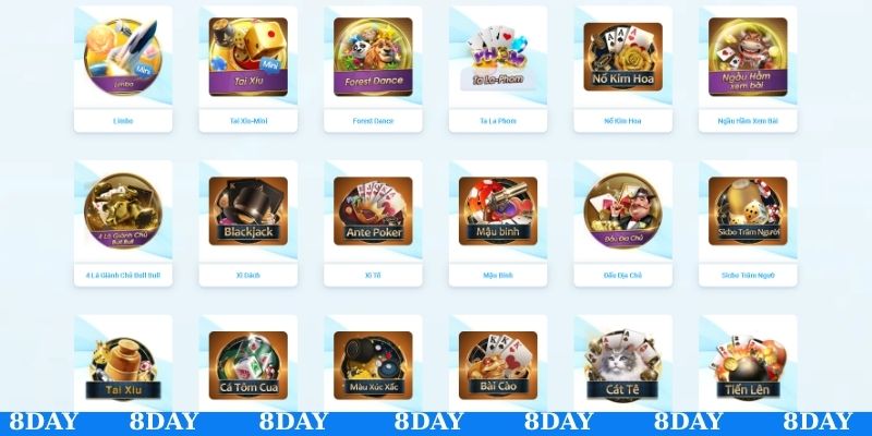 V8 Poker cung cấp nhiều trò chơi bài hot
